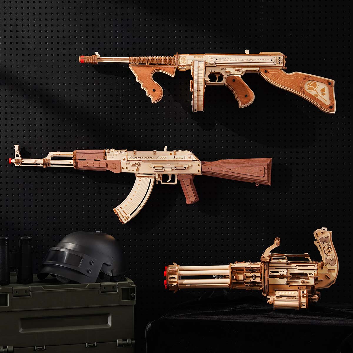 ROKR Rotating-Barrel Machine Gun Toy 3D Wooden Puzzle LQA01