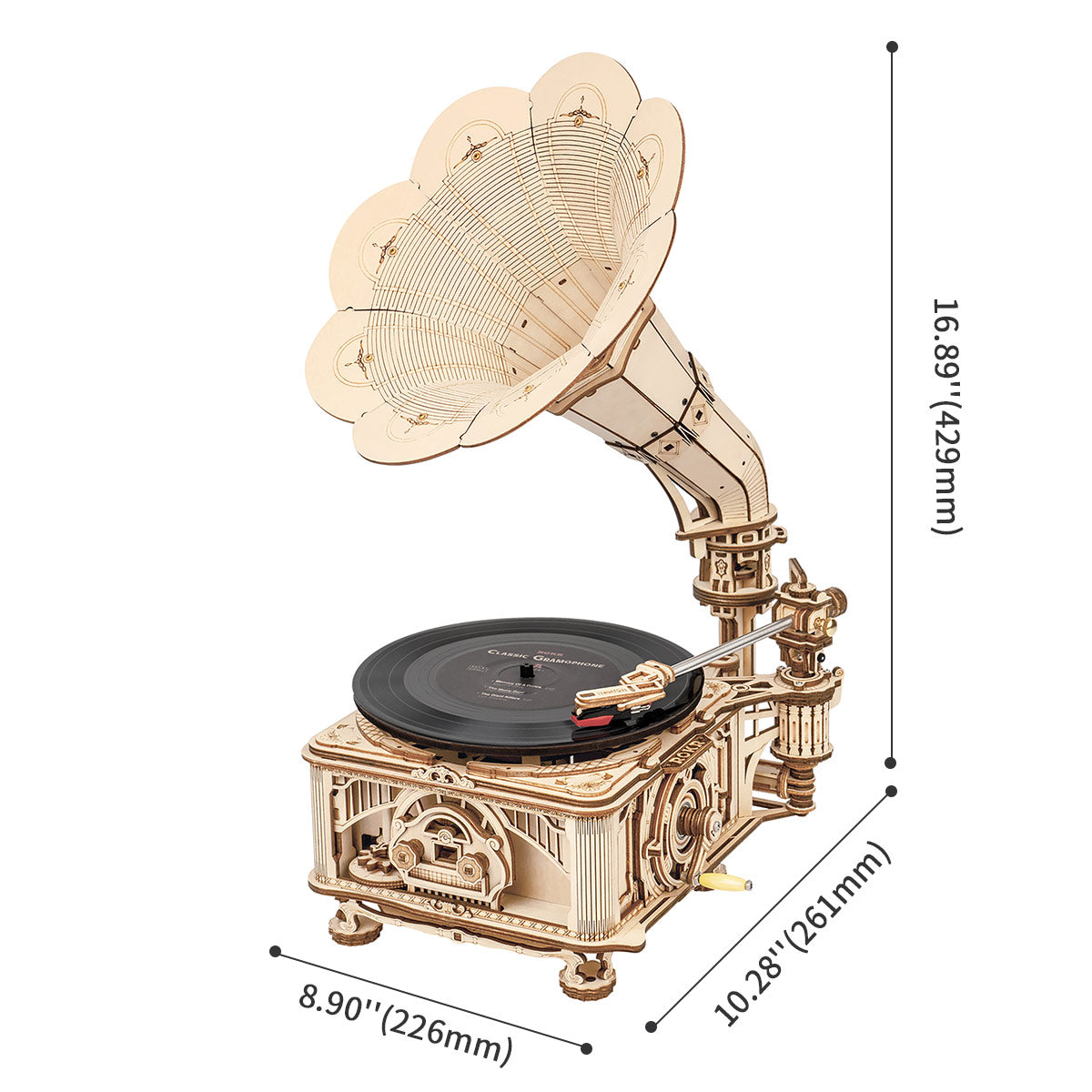 ROKR DIY Crank klassieke grammofoon LKB01 (handdraaiend)