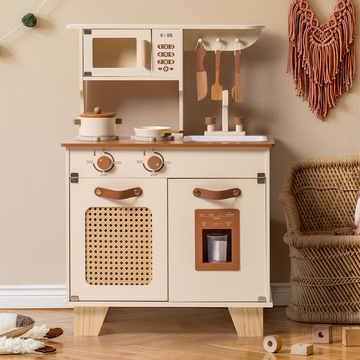 [Only Ship To U.S.] ROBUD Mokka Montessori houten speelkeuken met ijsdispenser