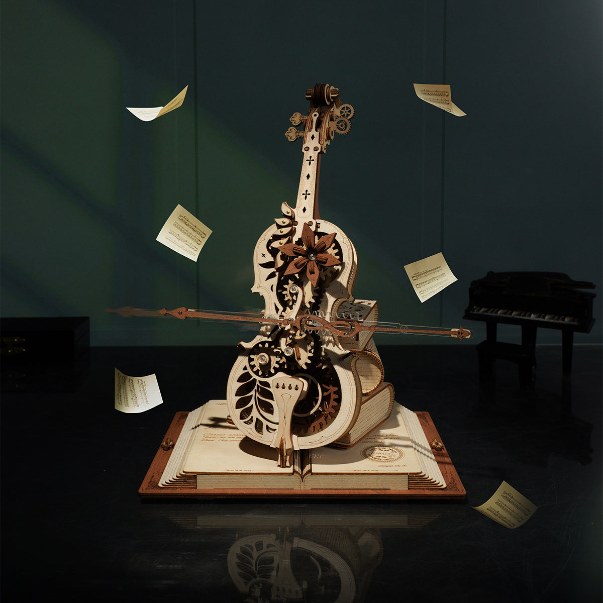 ROKR Magic Cello Mechanische Spieluhr 3D Holzpuzzle AMK63