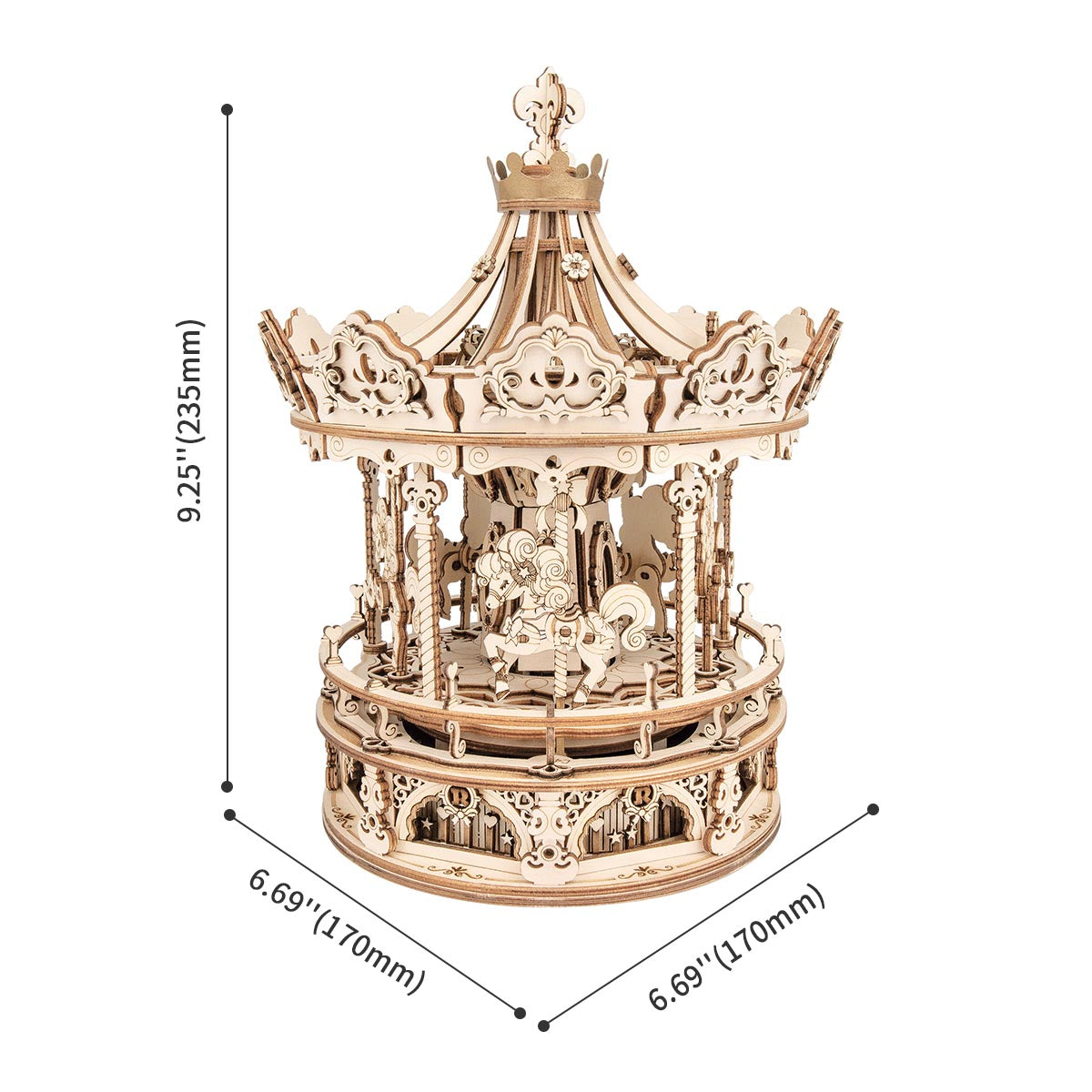 Puzzle 3D en bois avec boîte à musique mécanique carrousel romantique ROKR AMK62 